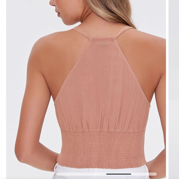 NWT Forever 21 boho gauze embroidered floral strappy button down crop top - Picture 5 of 10